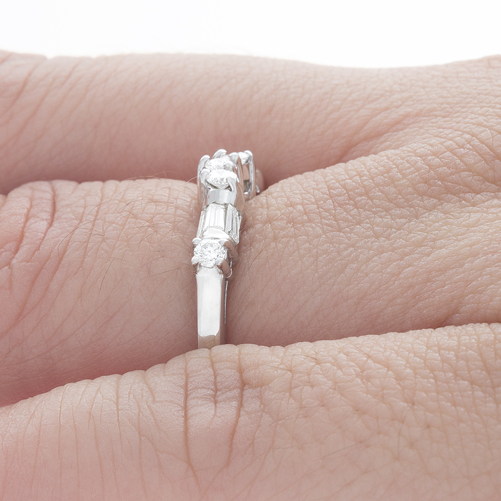 Radiant Bridal Set with Round & Baguette Shape Side Stones